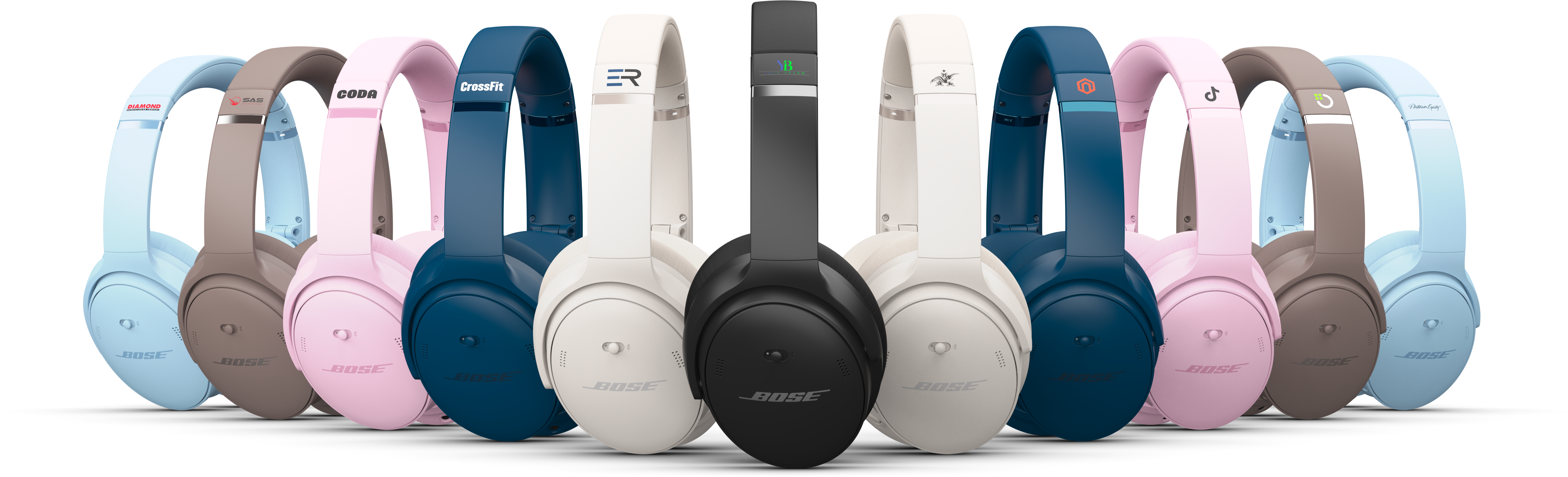 Colorful branded headphones collection